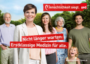 Wahlslogan 2019 der SPÖ: Erstklassige Medizin fuer alle